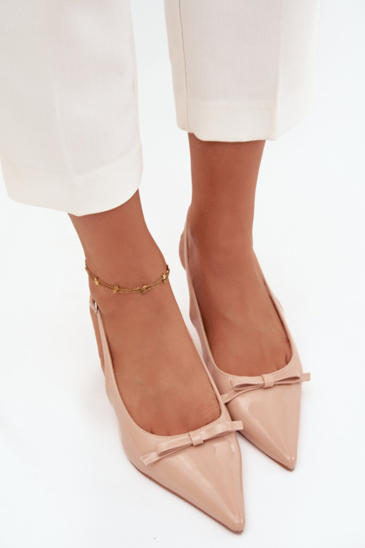 s lakovým efektom Topánky s tenkými podpätkami so stuhami Nude Olvena s lakovým efektom Topánky s tenkými podpätkami so stuhami Nude Olvena