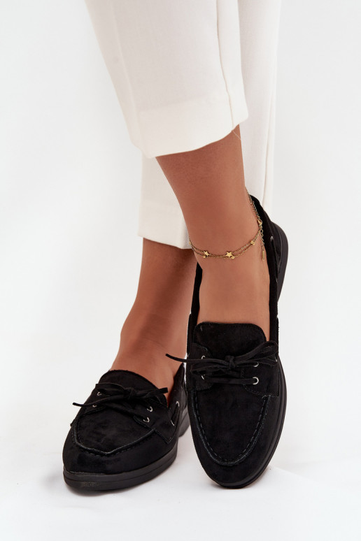 topánky Mokasíny Dámsky byt so štýlovými detailmi čierna Zalina