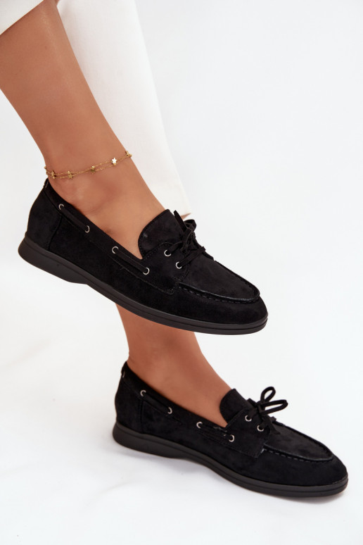 topánky Mokasíny Dámsky byt so štýlovými detailmi čierna Zalina