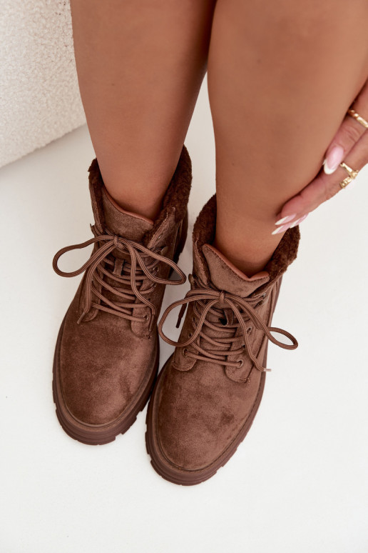 zahriať sa topánky Dámske čižmy so šnúrkami Hnedá farba Lyrinne zahriať sa topánky Dámske čižmy so šnúrkami Hnedá farba Lyrinne