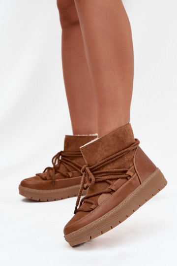 Snehule Dámske so štýlovými detailmi Hnedá farba Rebekah 2