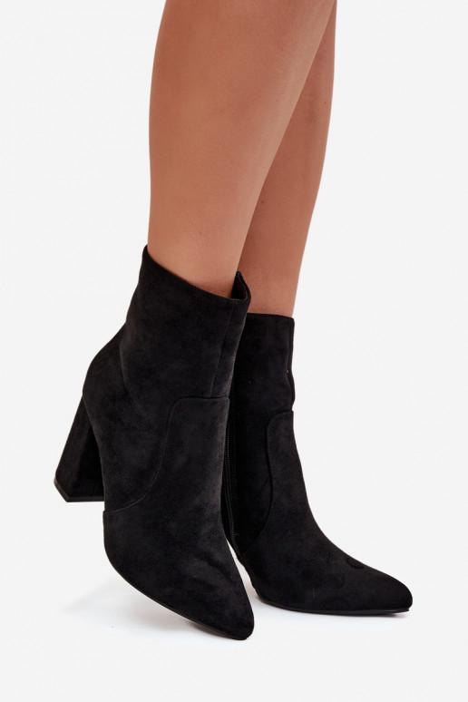 zahriať sa Dámske čižmyz eko semišuu čierna Pralina