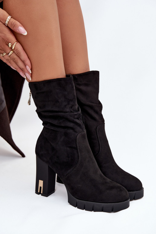 zahriať sa Dámske čižmy Ze zlatej farbym Zamkiem I Márszczeniem čierna Briannae