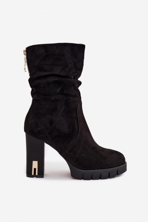 zahriať sa Dámske čižmy Ze zlatej farbym Zamkiem I Márszczeniem čierna Briannae