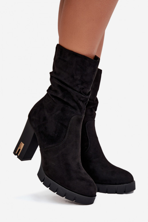 zahriať sa Dámske čižmy Ze zlatej farbym Zamkiem I Márszczeniem čierna Briannae