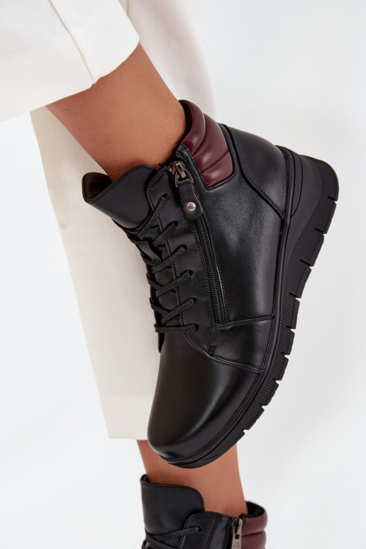 Kožené Dámske čižmy Zapnuté INedge zahriať sa Vinceza 39963 čierna