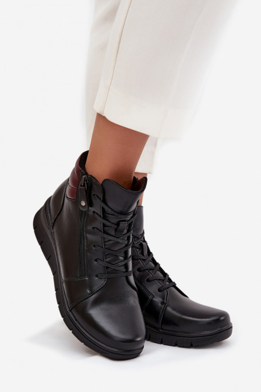 Kožené Dámske čižmy Zapnuté INedge zahriať sa Vinceza 39963 čierna