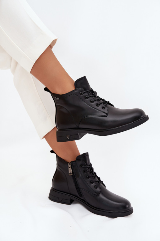 zahriať sa Kožené Dámske čižmy Zapnuté nízkom opätku Vinceza 39953 čierna zahriať sa Kožené Dámske čižmy Zapnuté nízkom opätku Vinceza 39953 čierna