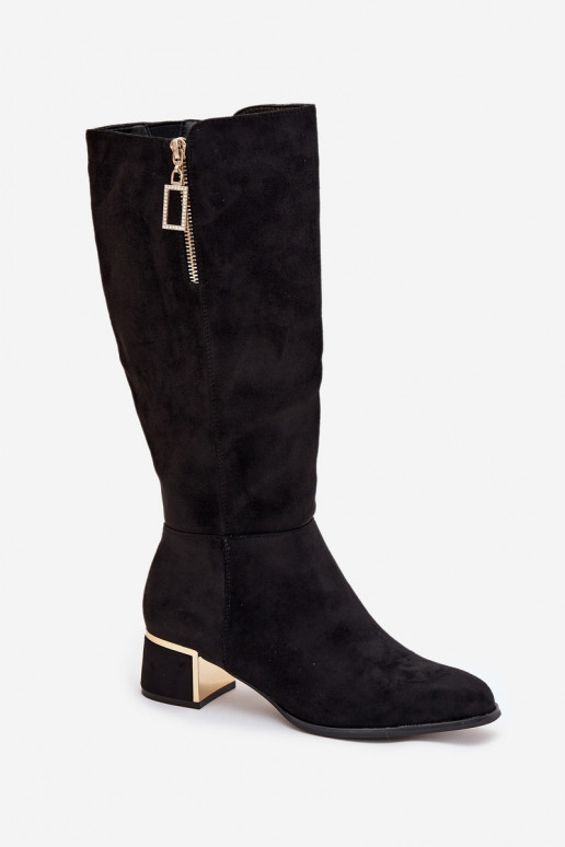 dámske čižmy s podpätkamiz eko semišuu čierna Lyvienne