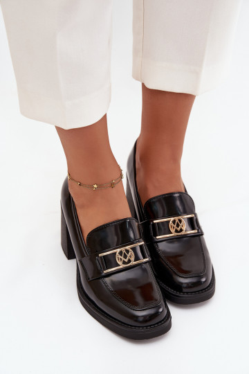 topánky Dámske s podpätkami Ze zlatej farbym Detalem čierna Privelle