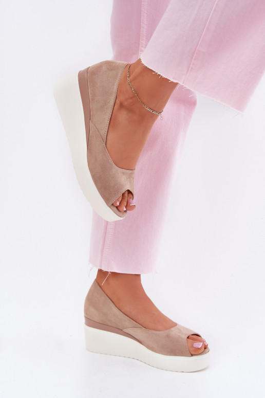 Dámske sandále Zapnuté INedge Z z eko semišuu béžová Velira Dámske sandále Zapnuté INedge Z z eko semišuu béžová Velira