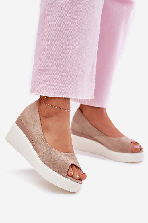 Dámske sandále Zapnuté INedge Z z eko semišuu béžová Velira Dámske sandále Zapnuté INedge Z z eko semišuu béžová Velira