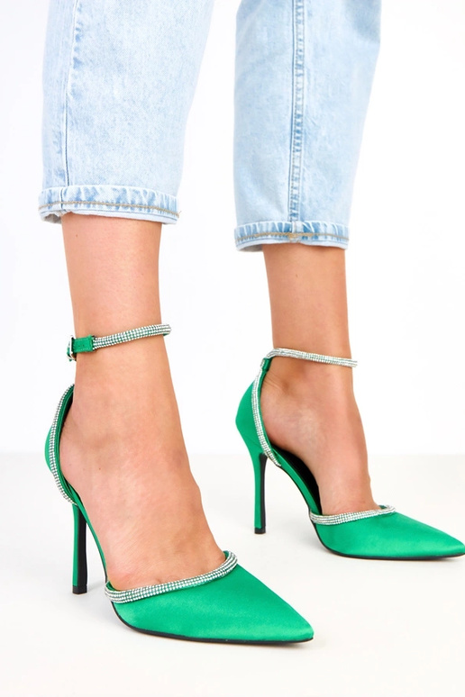 Zelené saténové lodičky so zirkónmi... Zelené saténové lodičky so zirkónmi...