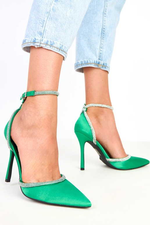 Zelené saténové lodičky so zirkónmi... Zelené saténové lodičky so zirkónmi...