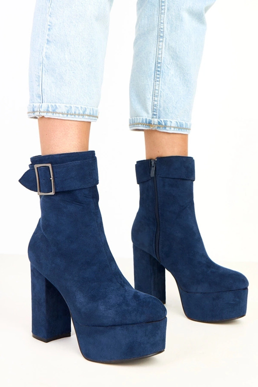 Tmavomodré čižmy na platforme s...