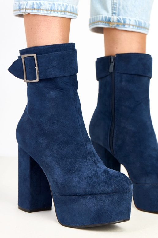 Tmavomodré čižmy na platforme s...