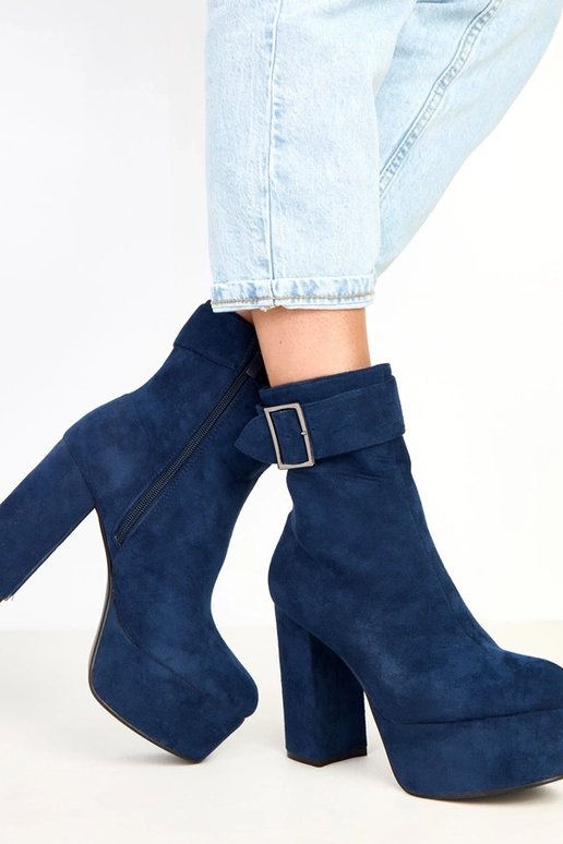 Tmavomodré čižmy na platforme s...