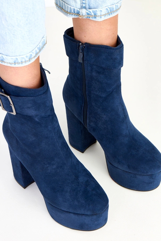 Tmavomodré čižmy na platforme s...