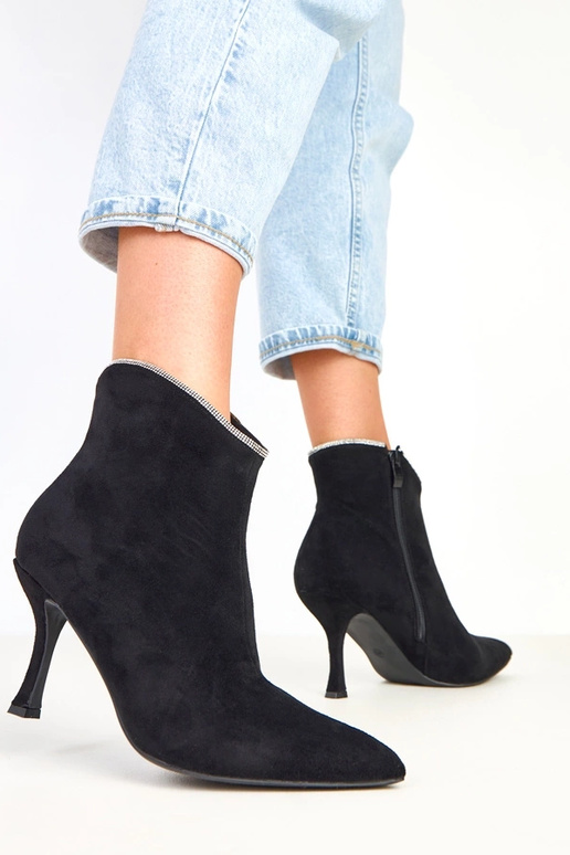 Čierne dámske čižmy s kryštálmi Silvia