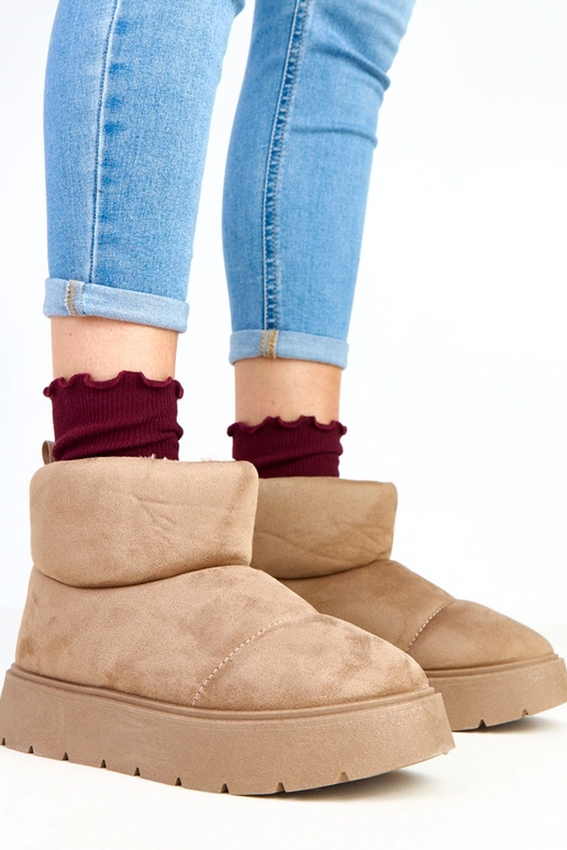 Tmavobéžové teplé snehové topánky na... Tmavobéžové teplé snehové topánky na...