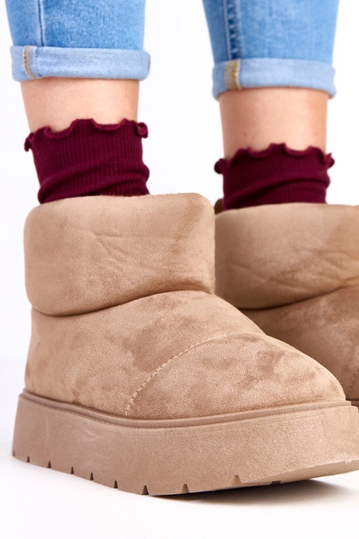 Tmavobéžové teplé snehové topánky na... Tmavobéžové teplé snehové topánky na...