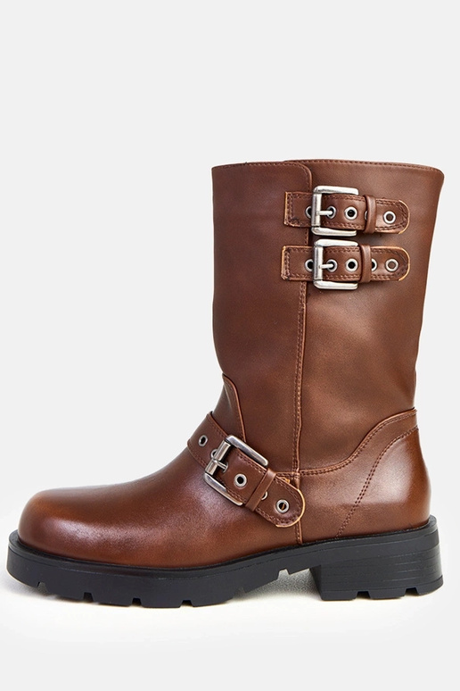 Hnedé čižmy na platforme s... Hnedé čižmy na platforme s...