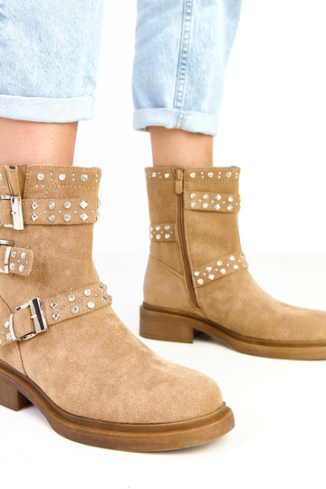 Hnedé boty s kryštálmi na... 2