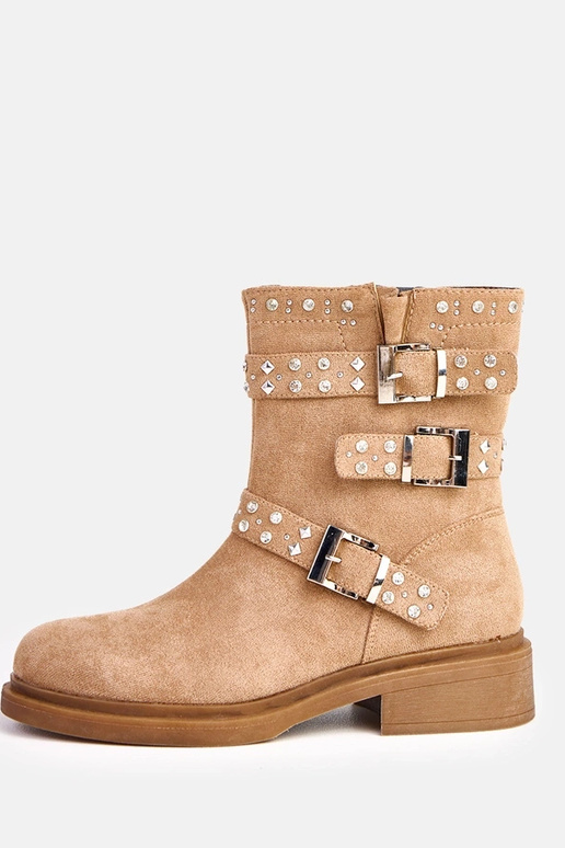 Hnedé boty s kryštálmi na nízkom... Hnedé boty s kryštálmi na nízkom...