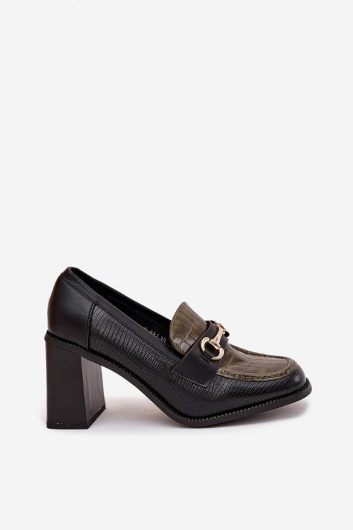 topánky Dámske s podpätkami S razením I zlatej farbym Detalem zelená-čierna Novella