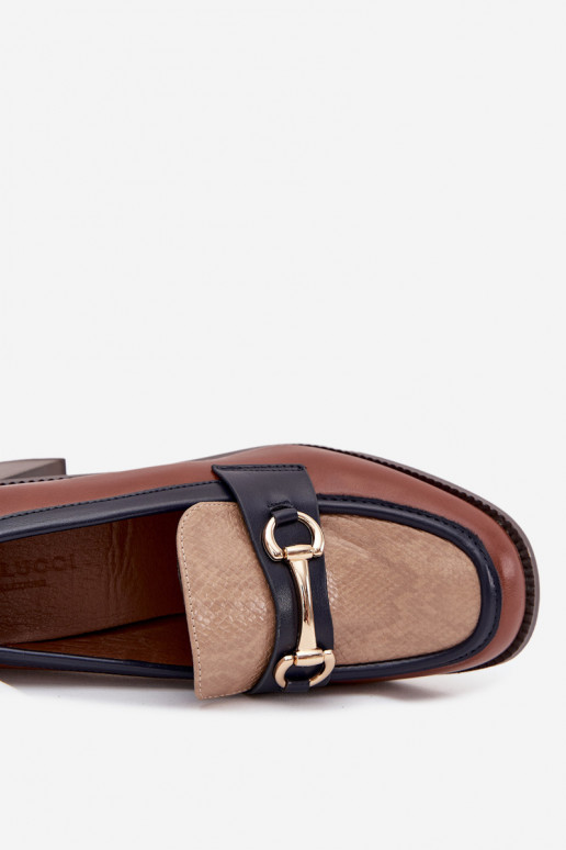 topánky Dámske s podpätkami S razením I zlatej farbym Detalem béžová-Hnedá farba Novella