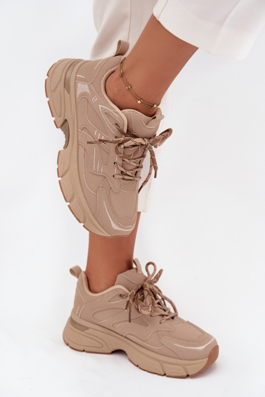 tenisky Tenisky model obuvi DámskePodInójnym Šnurovaniem béžová Annelie