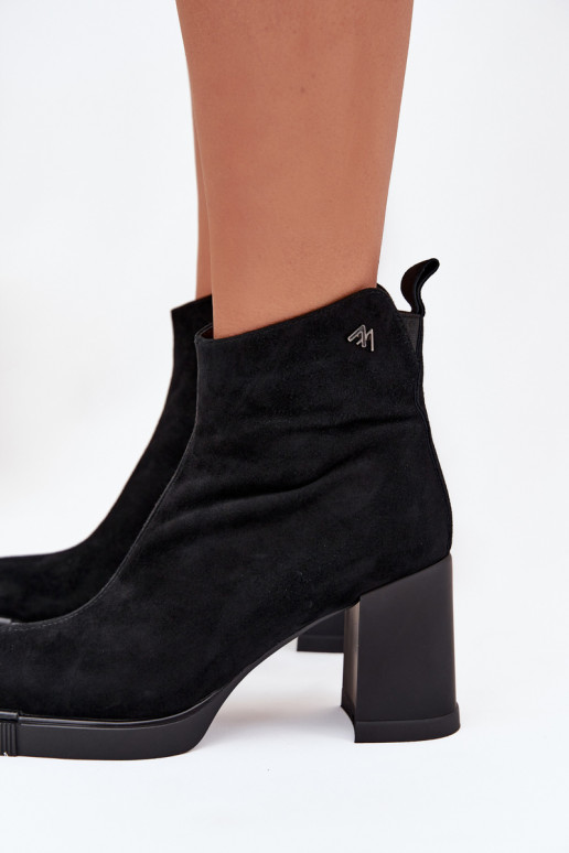 zo semišu Kožené Dámske čižmy Vinceza 91142 čierna zo semišu Kožené Dámske čižmy Vinceza 91142 čierna