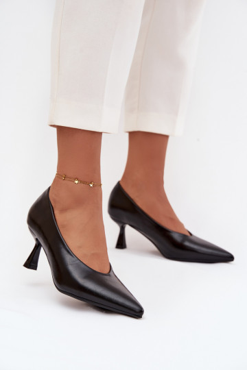 s lakovým efektom Topánky s tenkými podpätkami čierna Gavrielle
