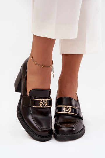 topánky Dámske s podpätkami Ze zlatej farbym Detalem CzekoladoIne Privelle