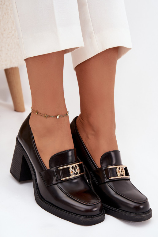 topánky Dámske s podpätkami Ze zlatej farbym Detalem CzekoladoIne Privelle