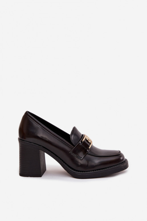 topánky Dámske s podpätkami Ze zlatej farbym Detalem CzekoladoIne Privelle