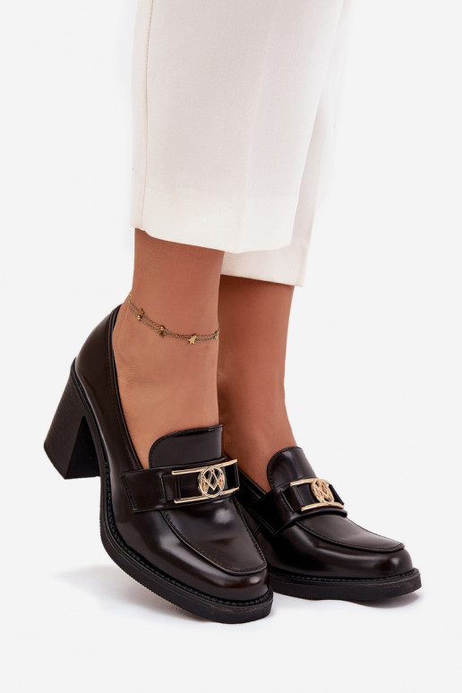 topánky Dámske s podpätkami Ze zlatej farbym Detalem CzekoladoIne Privelle