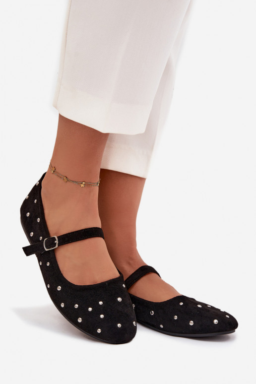 Zdobené Balerínky Dámske s popruhmi čierna Olivisse Zdobené Balerínky Dámske s popruhmi čierna Olivisse