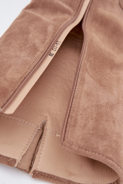 čižmy kovbojský štýl s podpätkami s prackami béžová Fivelle