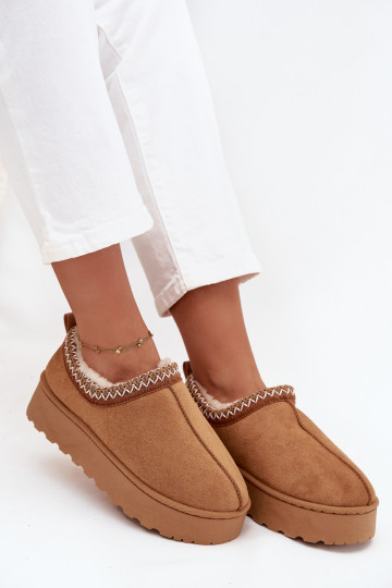 Snehule Nízke dámskeHaftem s platformou Hnedá farba Taliah