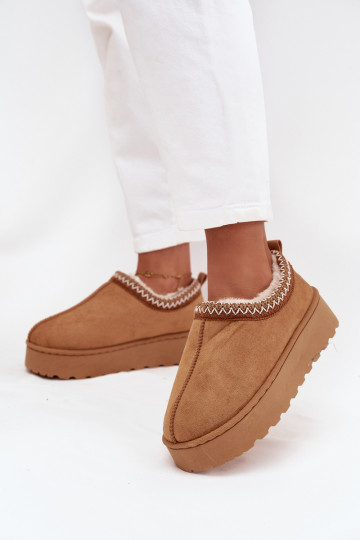 Snehule Nízke dámskeHaftem s platformou Hnedá farba Taliah 2