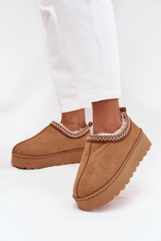 Snehule Nízke dámskeHaftem s platformou Hnedá farba Taliah Snehule Nízke dámskeHaftem s platformou Hnedá farba Taliah