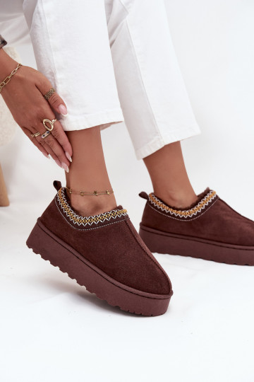 Snehule Nízke dámskeHaftem s platformou CzekoladoIne Taliah