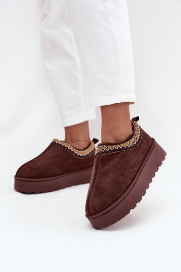 Snehule Nízke dámskeHaftem s platformou CzekoladoIne Taliah 2