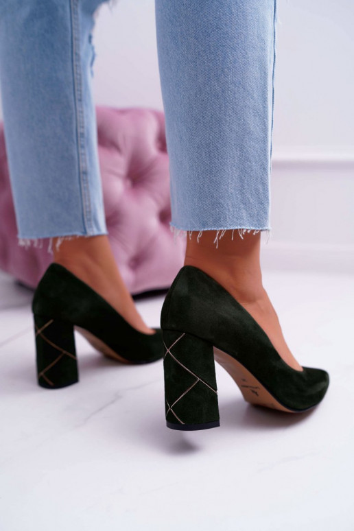 Topánky Dámske Laura Messi zo semišu zelená farba 2050 Topánky Dámske Laura Messi zo semišu zelená farba 2050