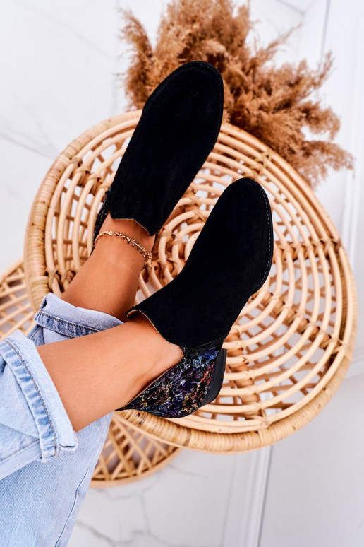 Dámske čižmy Máciejka čierna s kvetmi 04091-57