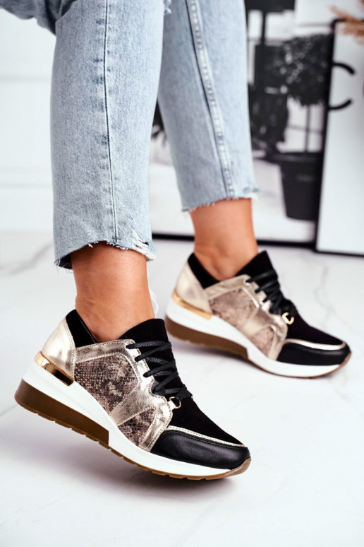 Štýlovýl kožených tenisiek zlatej farby Nicole 2465 Štýlovýl kožených tenisiek zlatej farby Nicole 2465