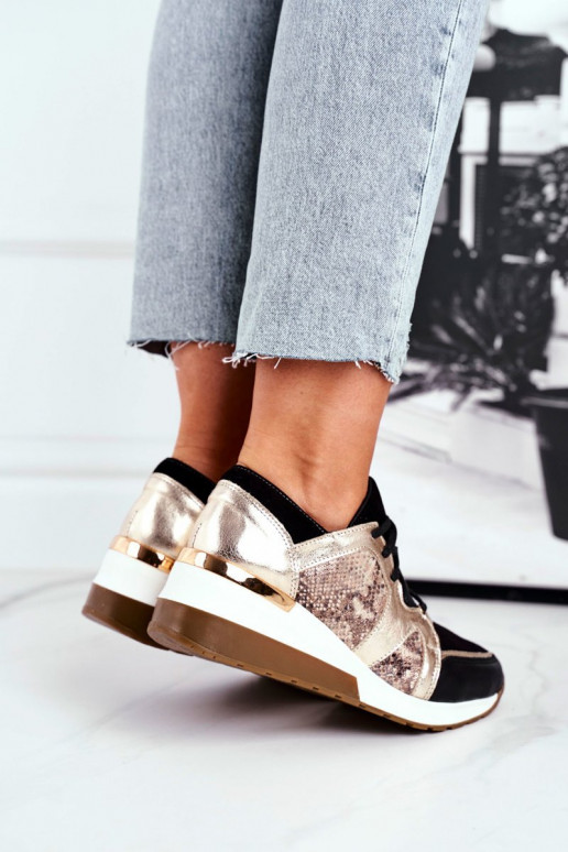 Štýlovýl kožených tenisiek zlatej farby Nicole 2465 Štýlovýl kožených tenisiek zlatej farby Nicole 2465