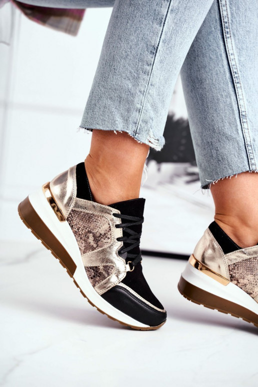 Štýlovýl kožených tenisiek zlatej farby Nicole 2465 Štýlovýl kožených tenisiek zlatej farby Nicole 2465