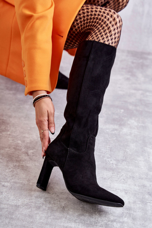 Čižmy na vysokom opätku čierna Truly Love